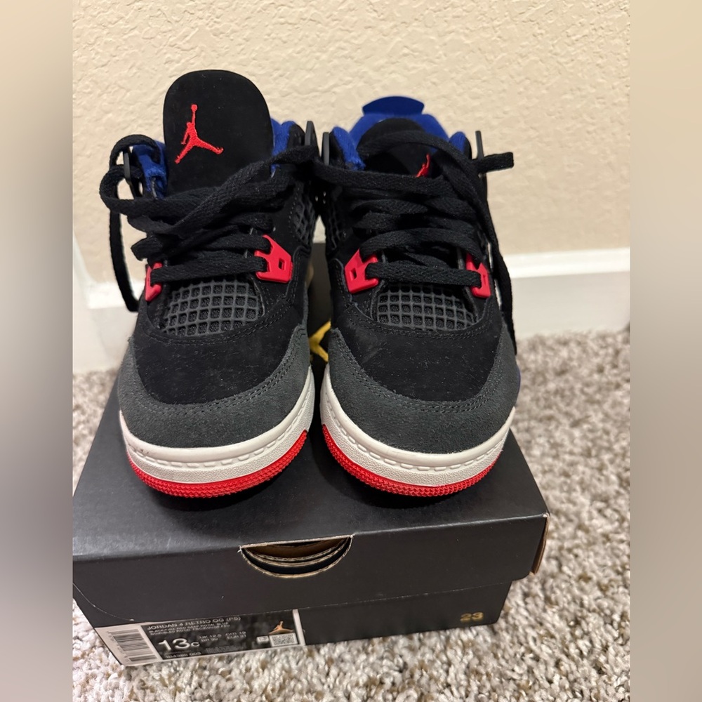 Jordan Kids Black, Red, and Blue Sneakers